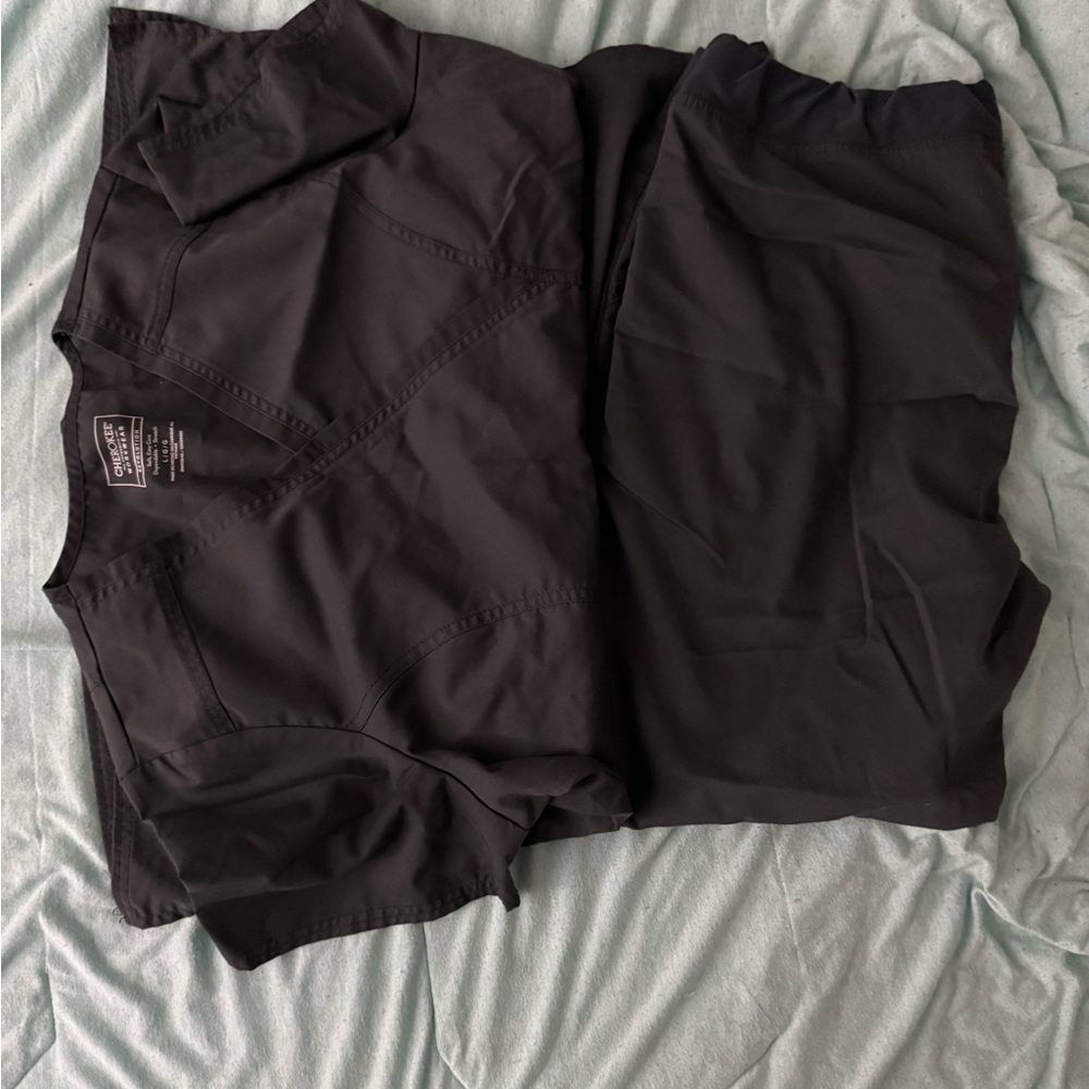 Black Scrub Top and Pants Set